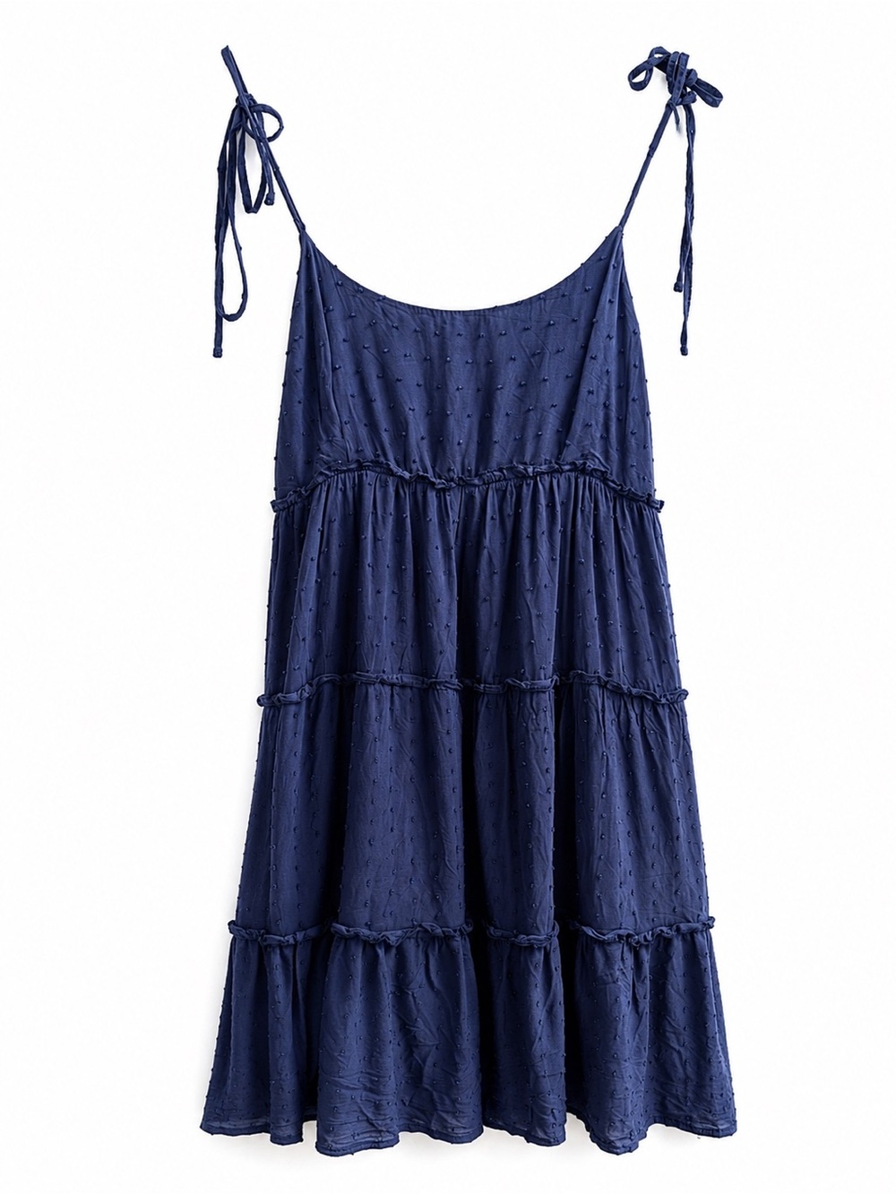 Navy Tiered Tie-Shoulder Sundress